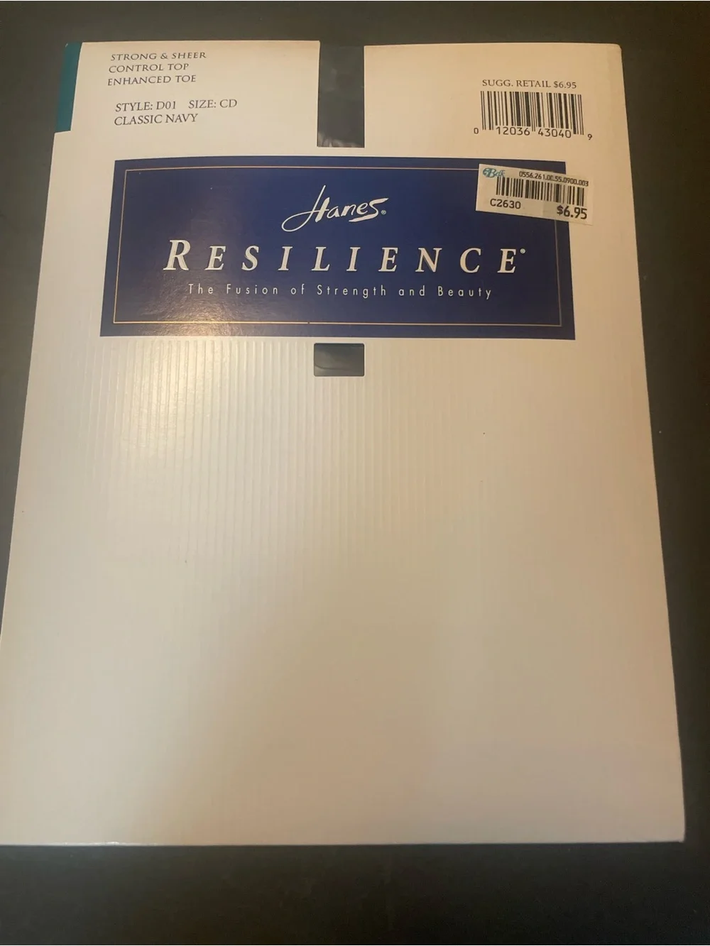 Hanes Resilience Classic Navy Hosiery nylons pantyhose control top sheer size CD